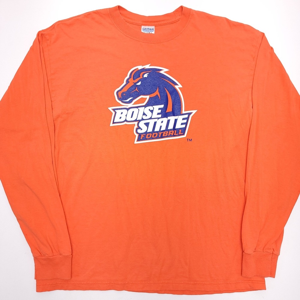 Vintage Boise State Broncos Mens XL T Shirt Orange Long Sleeve NCAA